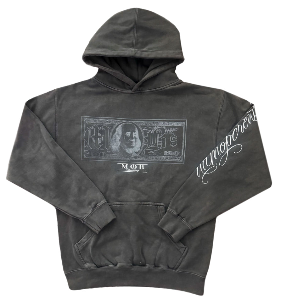 ACID WASH GRY- MOB BILL HOODIE